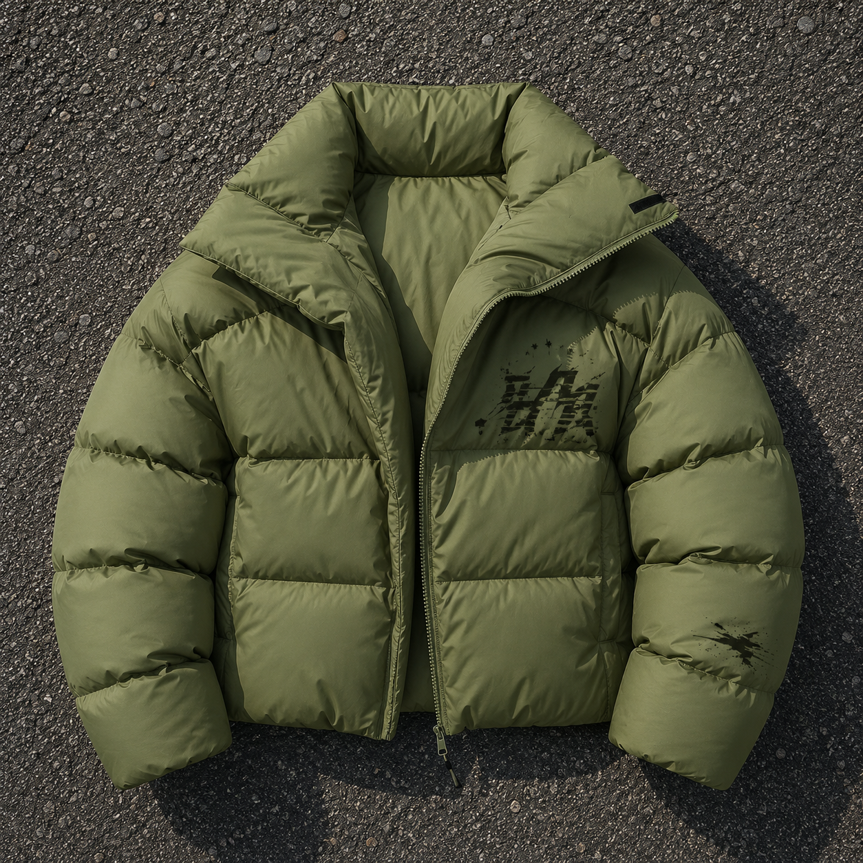 OEM Men Olive Green Oversized Puffer Down Jacket