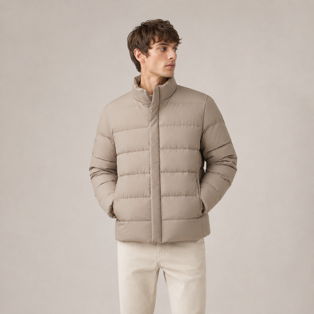 OEM Men Lightweight Khaki Puffer Jacket