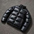 Custom Men Black Glossy Stand Collar Puffer Down Jacket