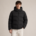 Men Black Hooded Puffer Down Jacket