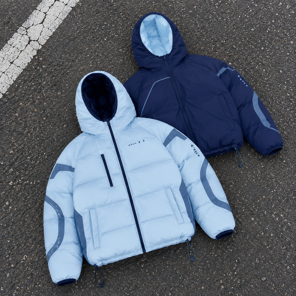 OEM Men Color Block Hooded Puffer Down Jacket