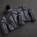 OEM Men Dark Grey Printed Hooded Puffer Jacket