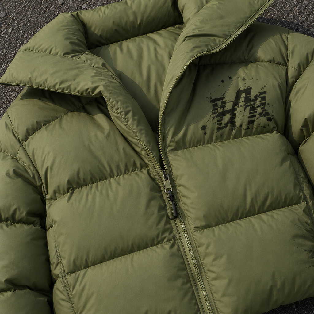 OEM Men Olive Green Oversized Puffer Down Jacket