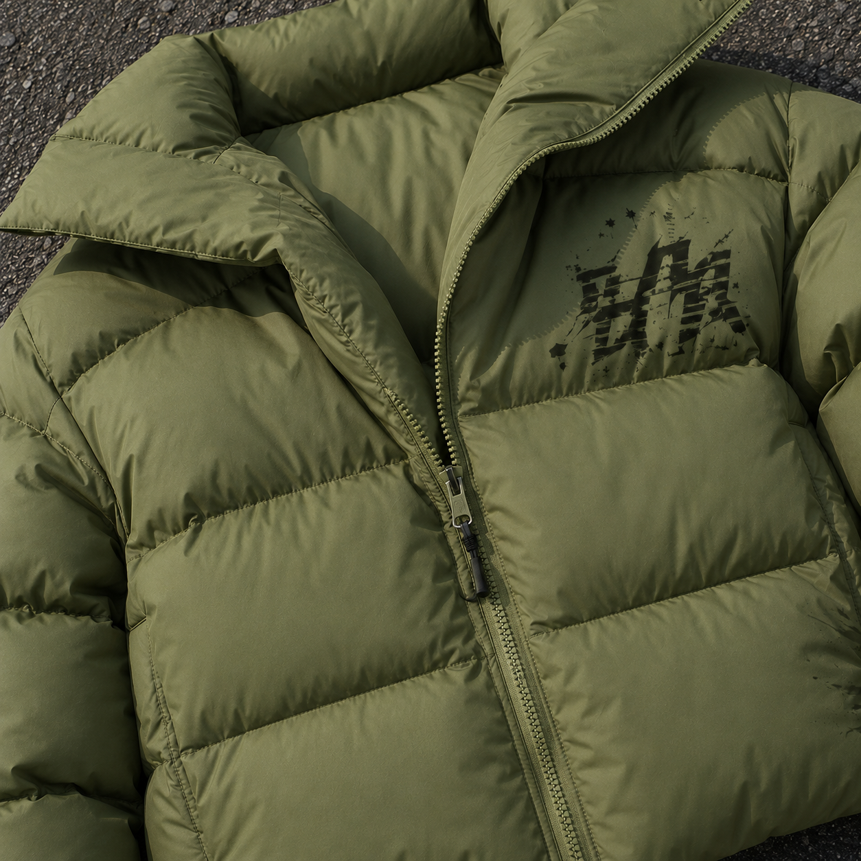 OEM Men Olive Green Oversized Puffer Down Jacket