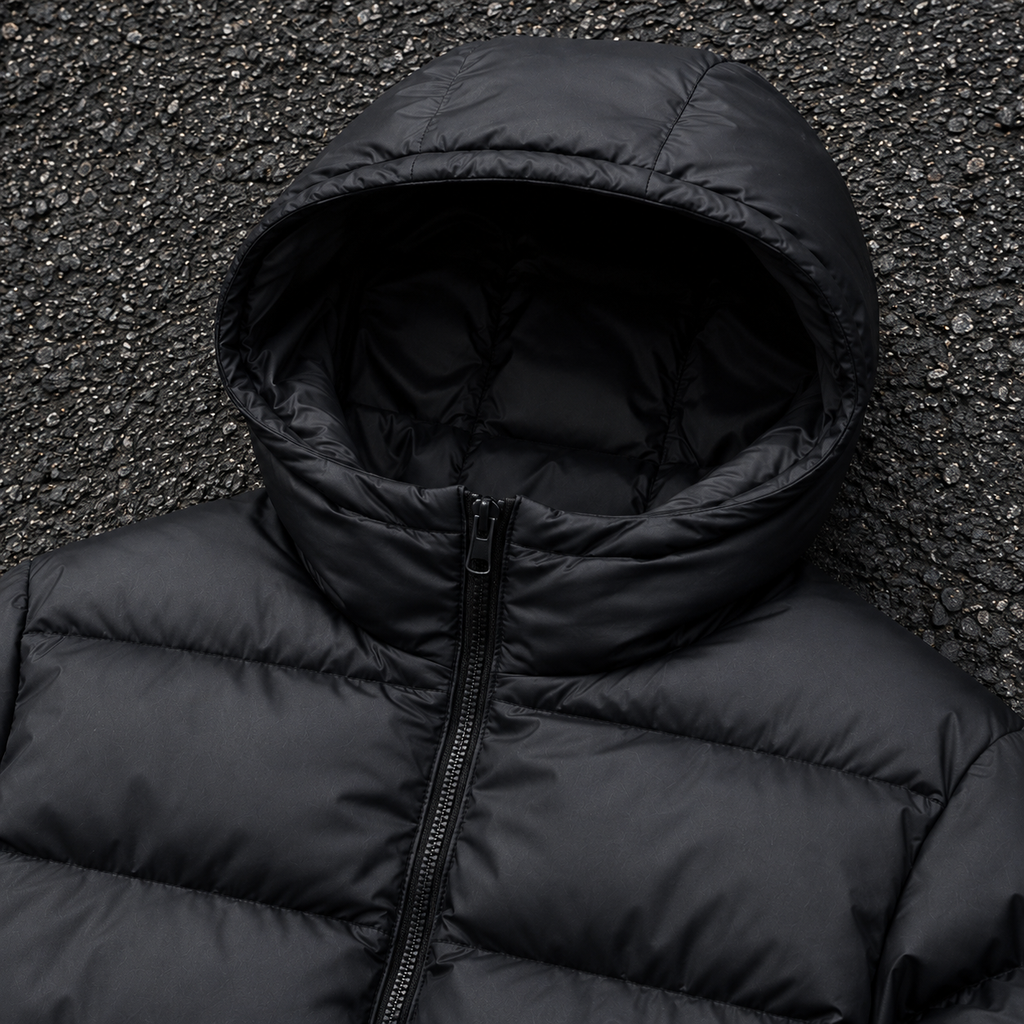 OEM Men Black Hooded Puffer Down Jacket