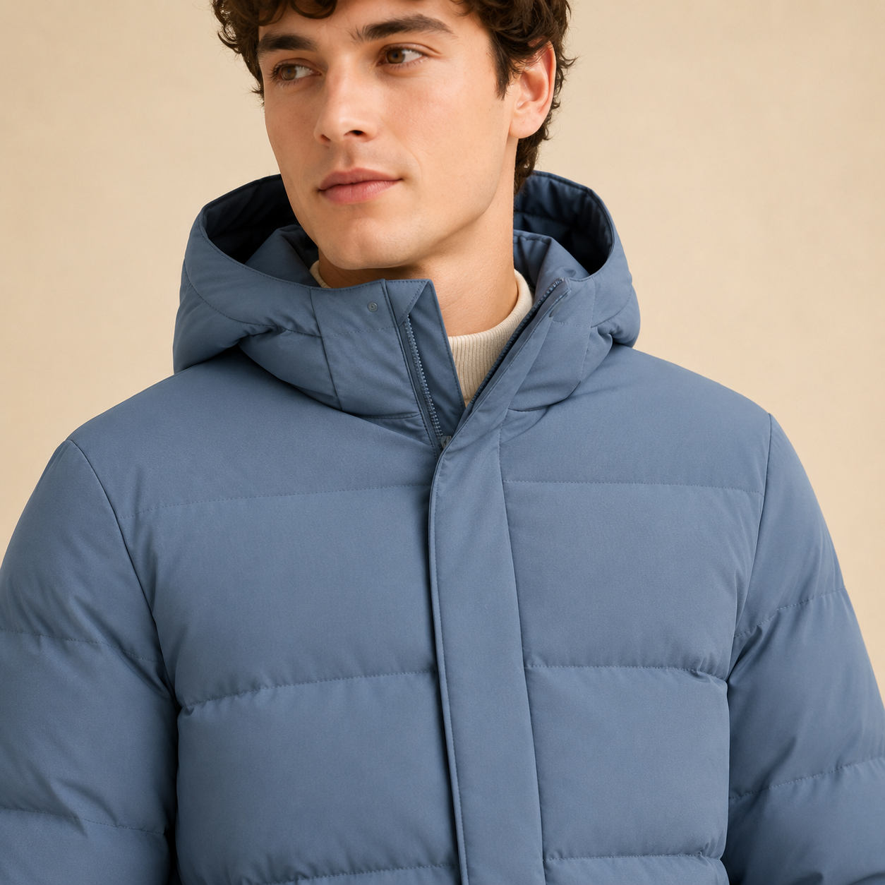 Custom Men Blue Hooded Puffer Down Jacket