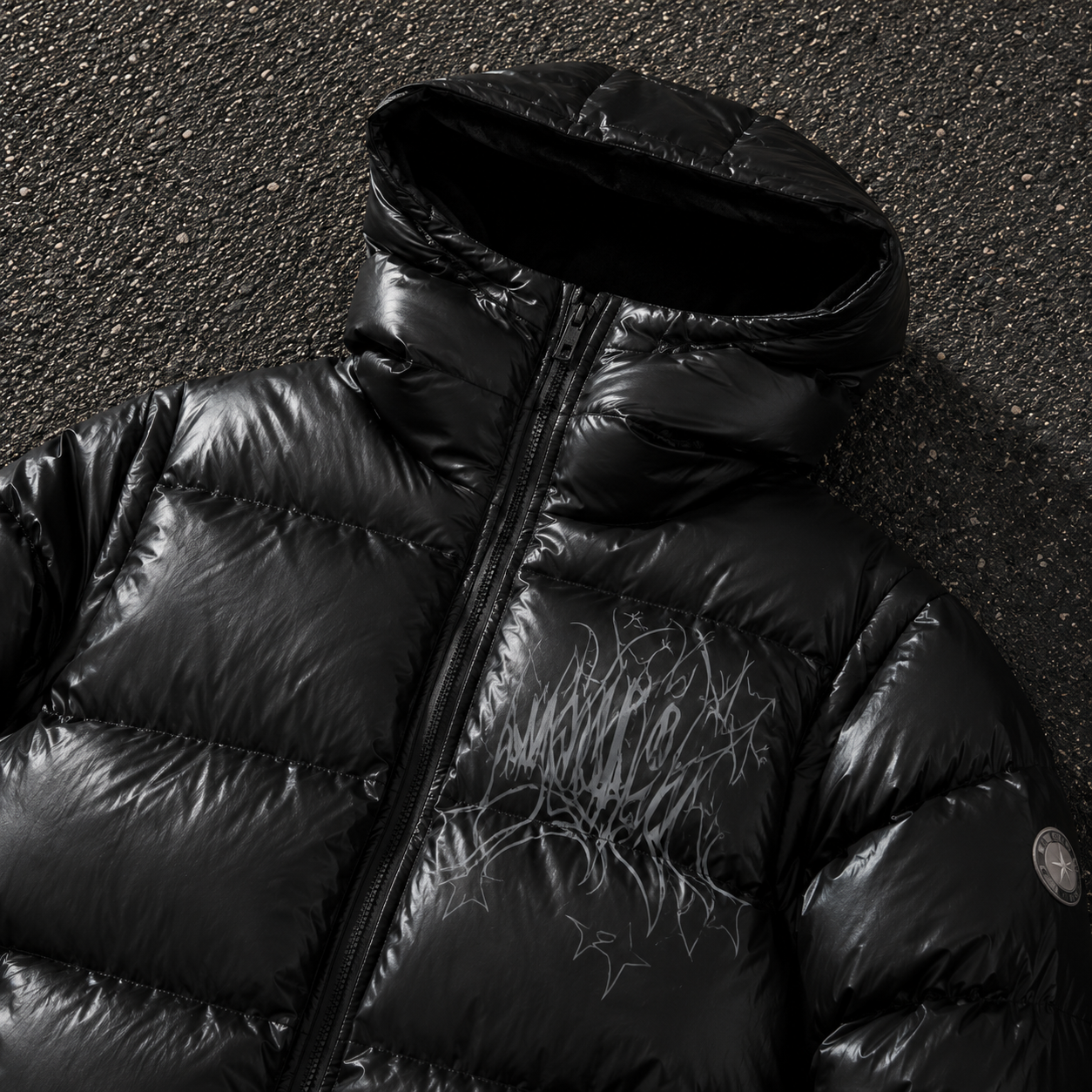 Custom Men Glossy Hooded Puffer Down Jacket