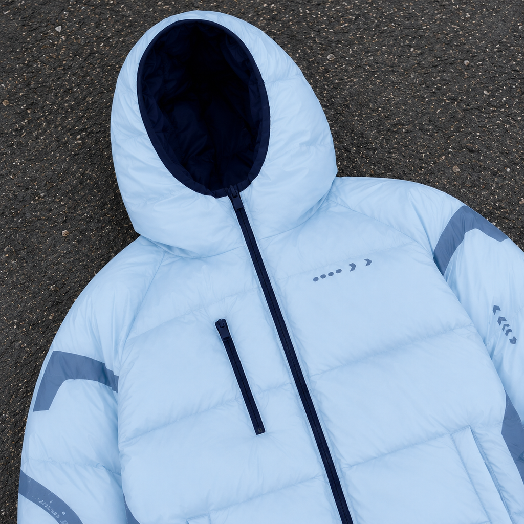 OEM Men Color Block Hooded Puffer Down Jacket