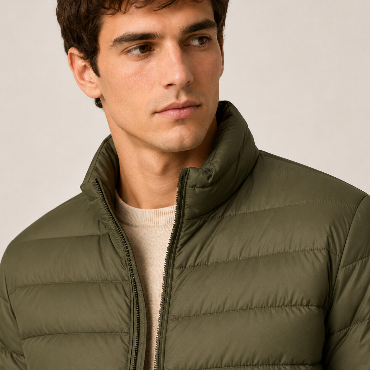 Custom Men Lightweight Stand Collar Down Jacket