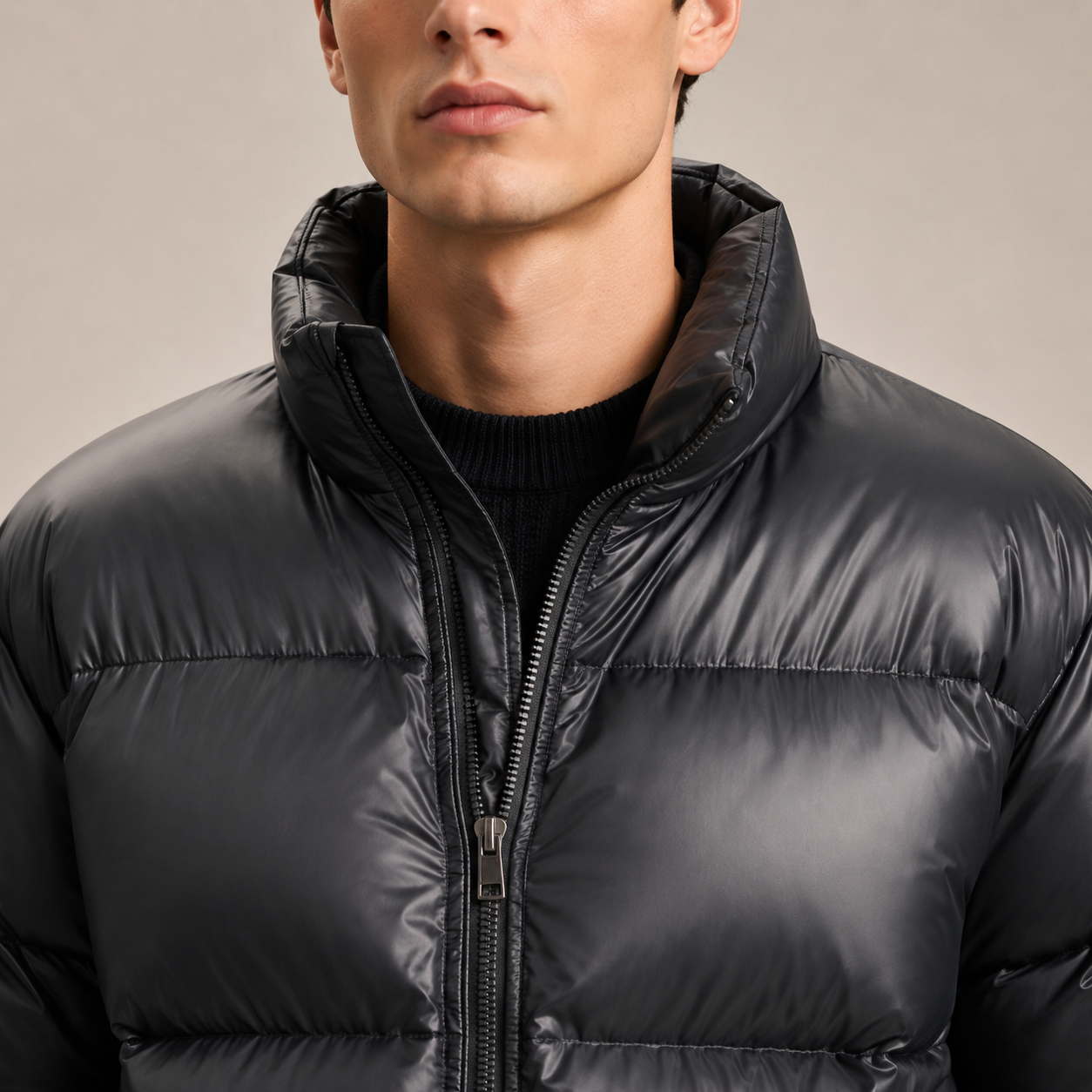 Custom Men Glossy Puffer Down Jacket