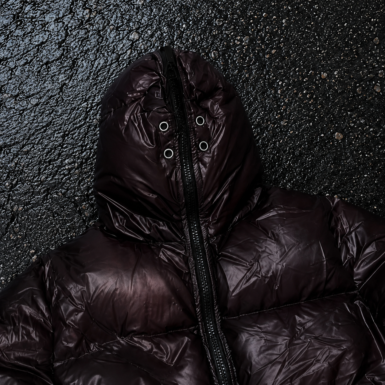 Custom Men Black Glossy Graphic Puffer Down Jacket
