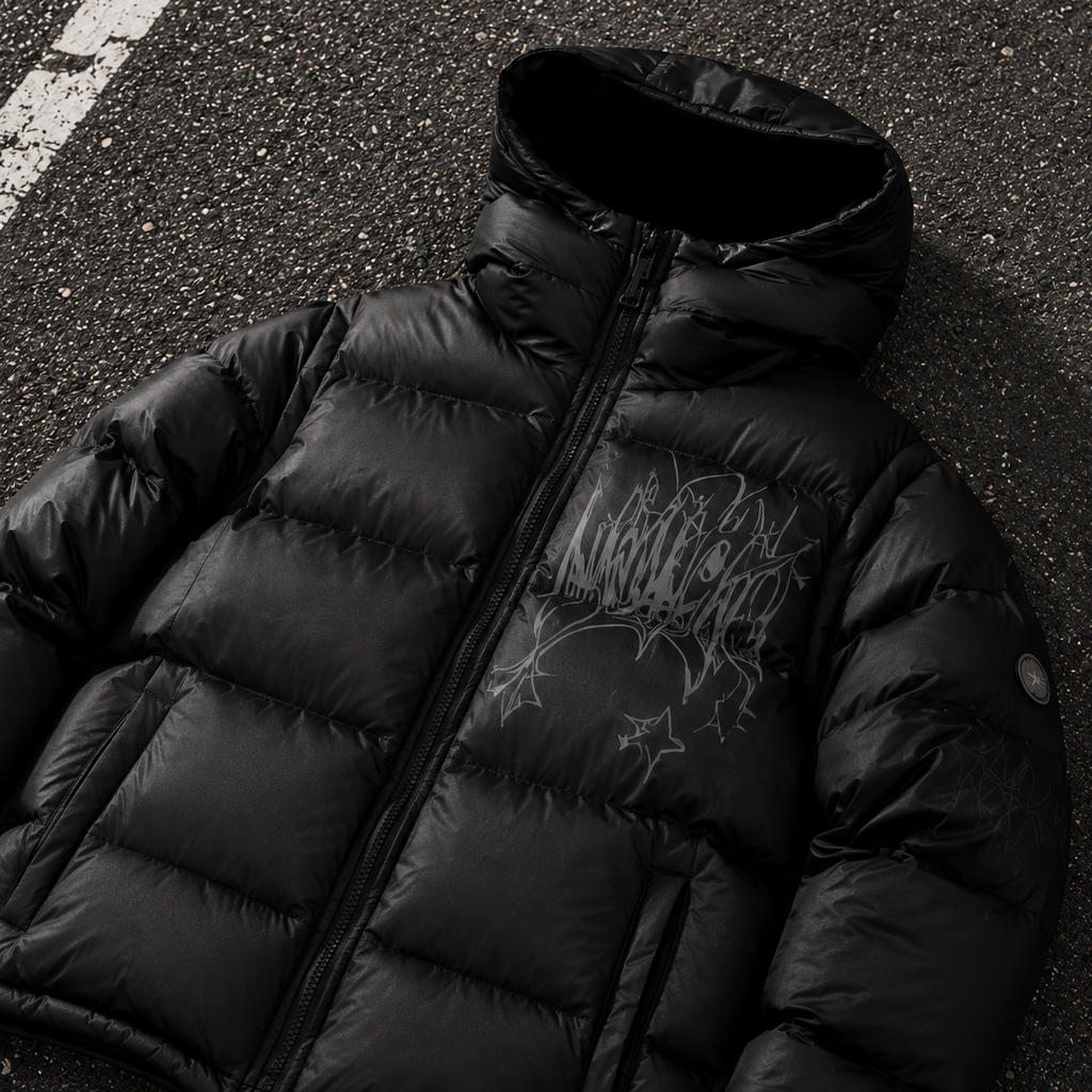 Custom Men Glossy Hooded Puffer Down Jacket