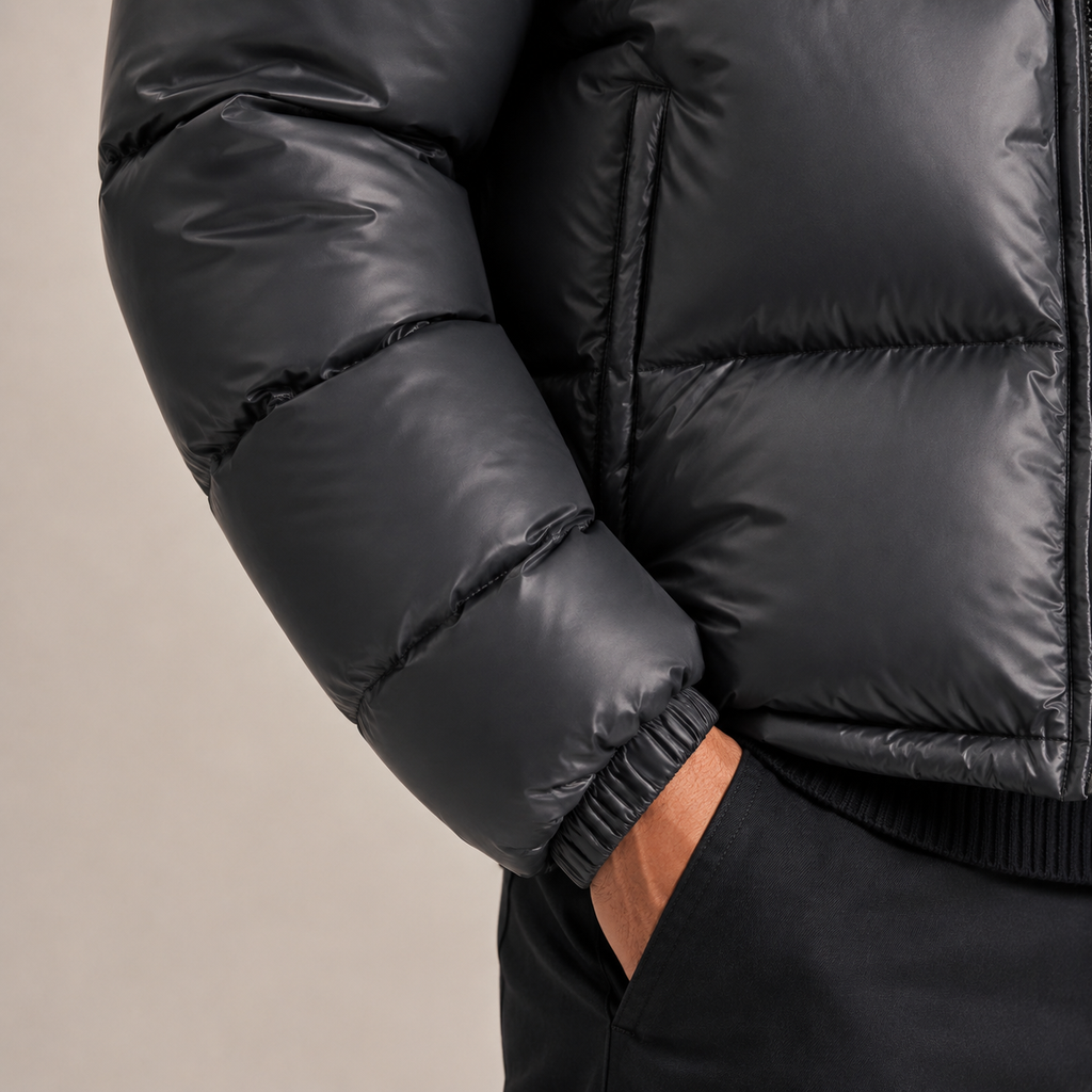 Custom Men Glossy Puffer Down Jacket