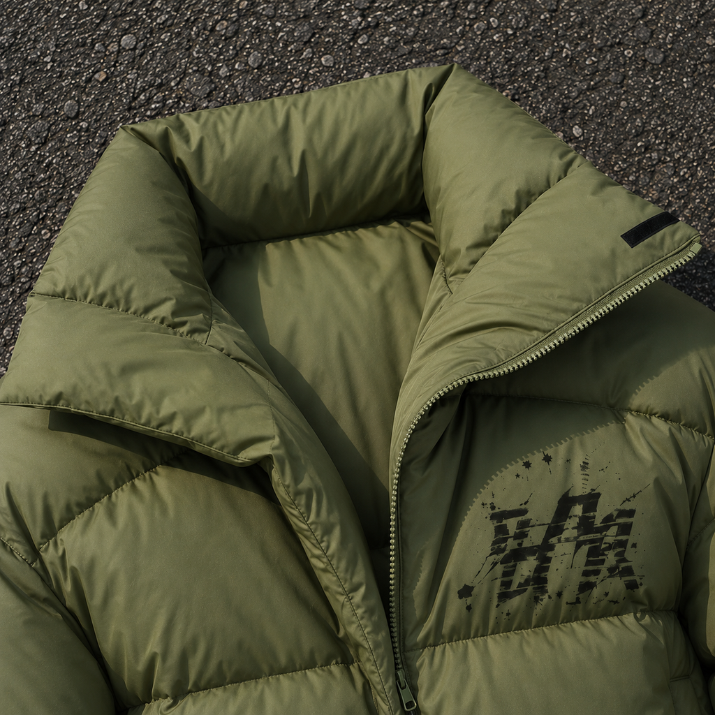OEM Men Olive Green Oversized Puffer Down Jacket