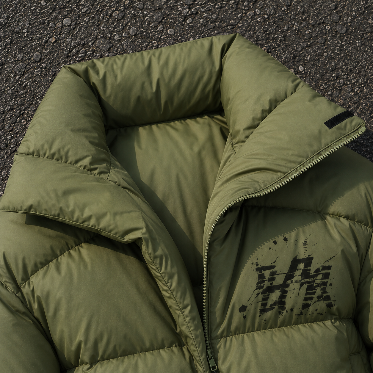 OEM Men Olive Green Oversized Puffer Down Jacket