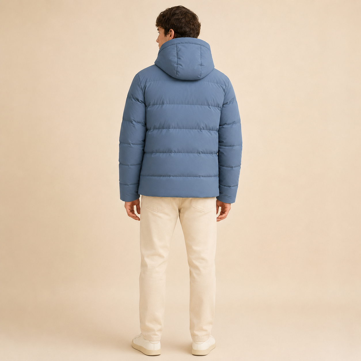 Custom Men Blue Hooded Puffer Down Jacket