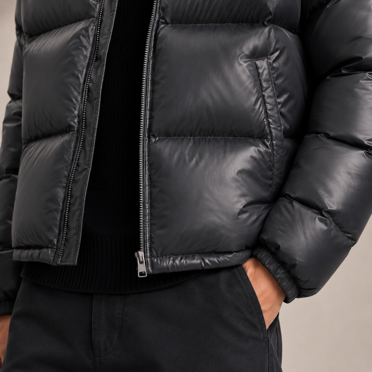 Custom Men Glossy Puffer Down Jacket