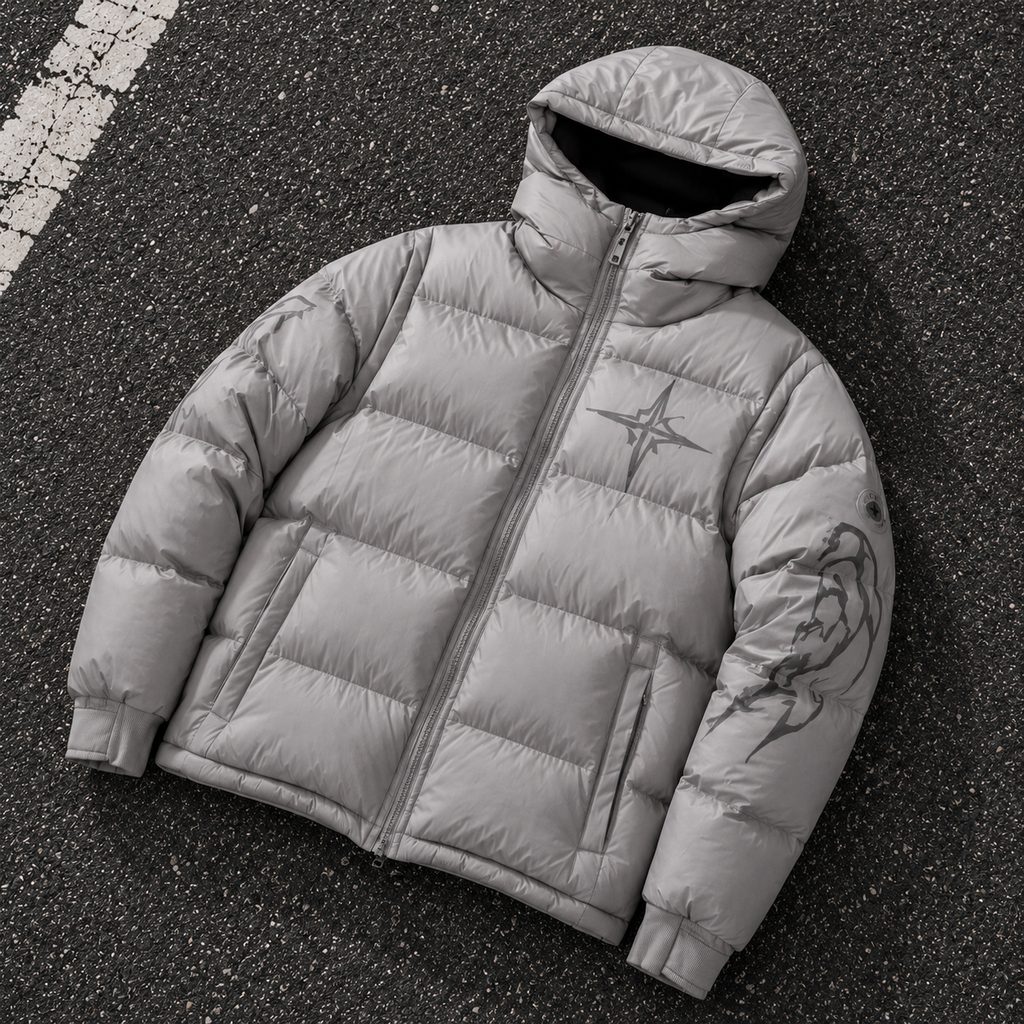 Custom Men Glossy Hooded Puffer Down Jacket