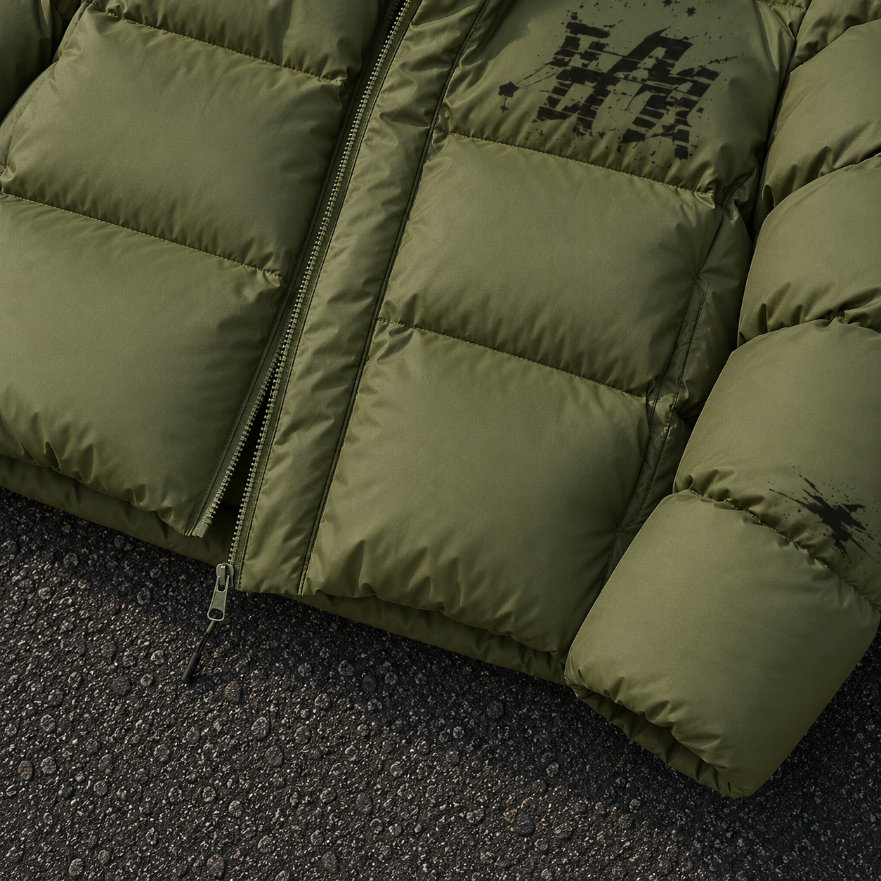 OEM Men Olive Green Oversized Puffer Down Jacket