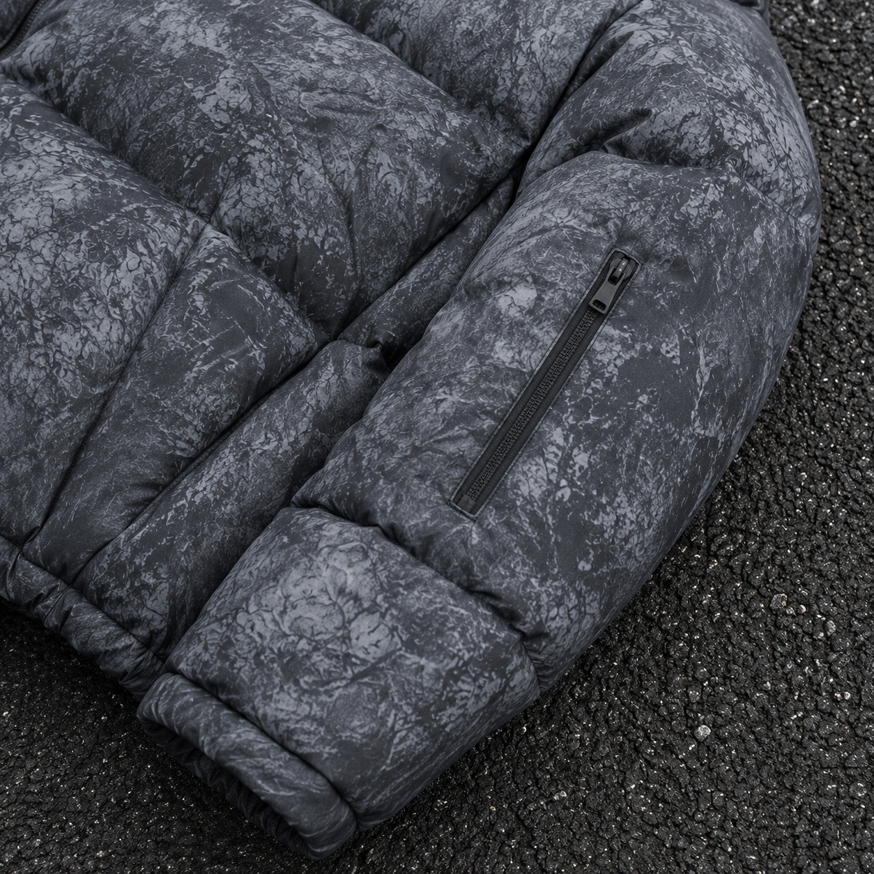 Custom Men Grey Camo Hooded Puffer Down Jacket