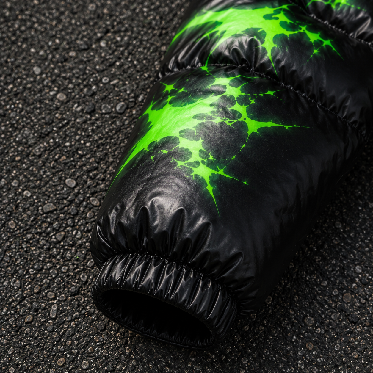 Custom Men Black Glossy Graphic Hooded Puffer Down Jacket