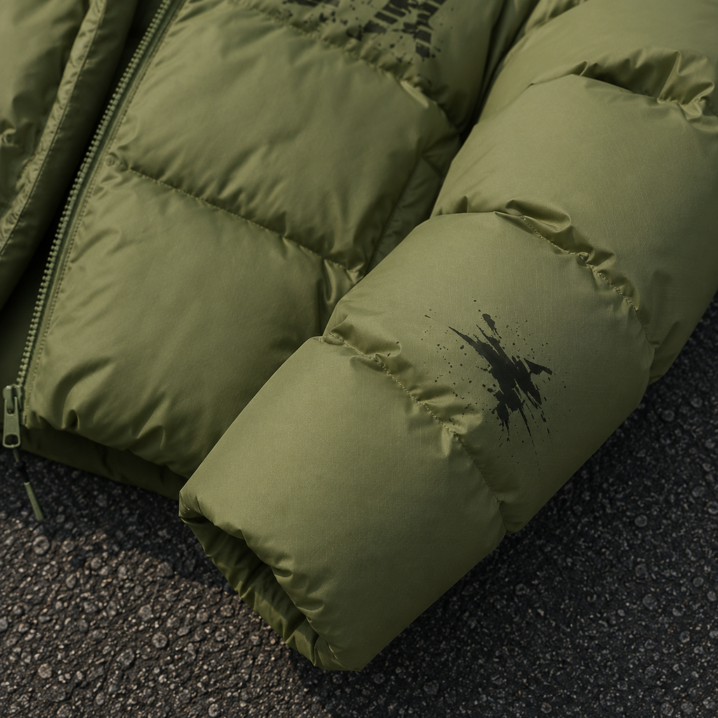 OEM Men Olive Green Oversized Puffer Down Jacket