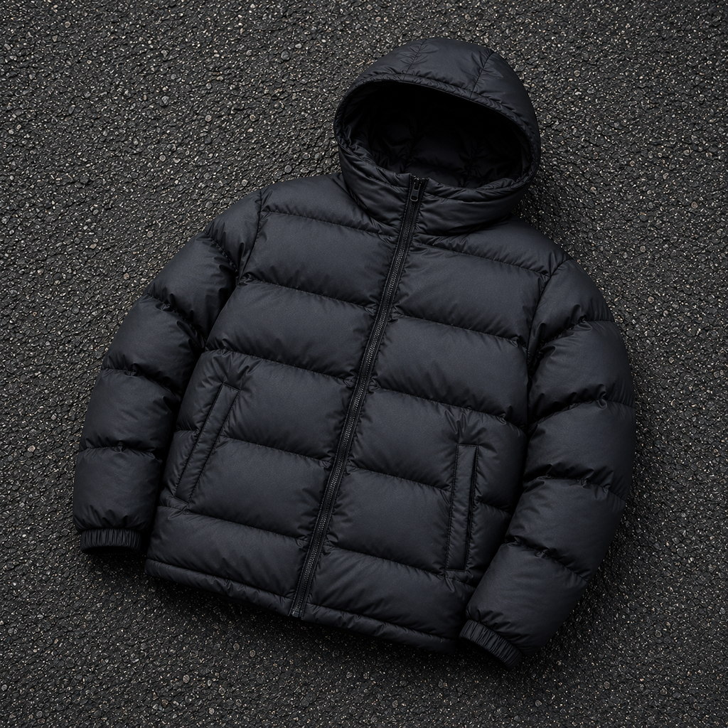 OEM Men Black Hooded Puffer Down Jacket