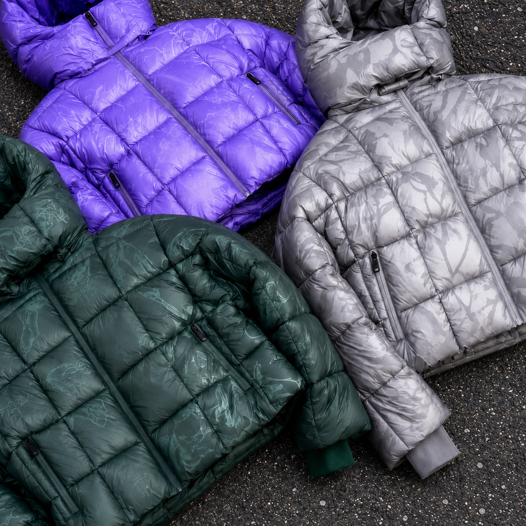Custom Men Glossy Camo Puffer Down Jacket Collection