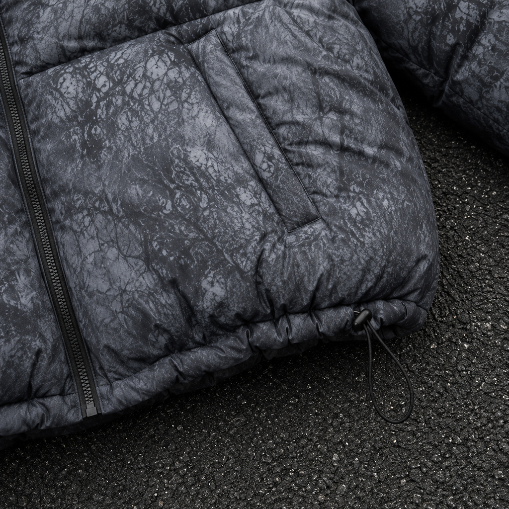 Custom Men Grey Camo Hooded Puffer Down Jacket