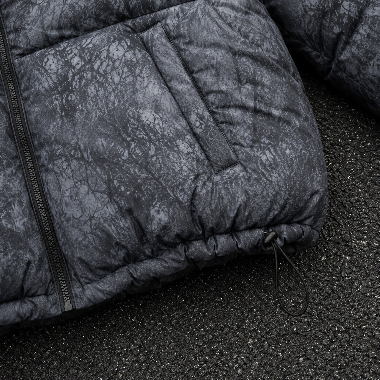 Custom Men Grey Camo Hooded Puffer Down Jacket