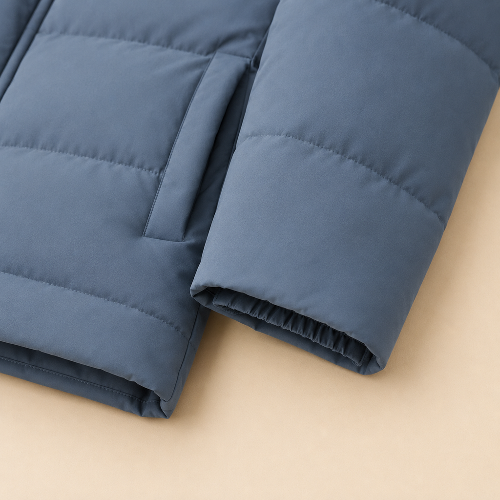 Custom Men Blue Hooded Puffer Down Jacket