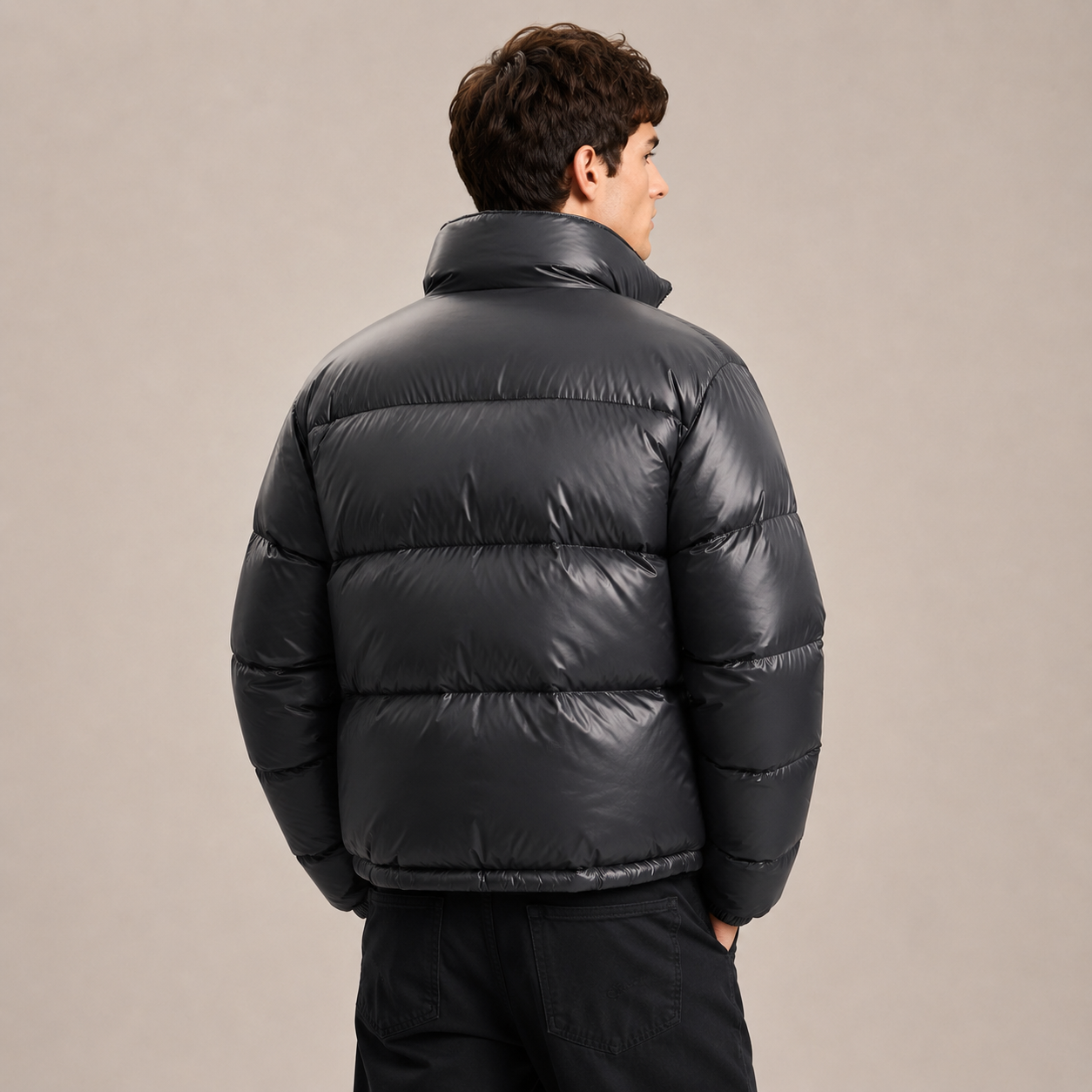 Custom Men Glossy Puffer Down Jacket
