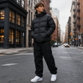 OEM Men Black Hooded Puffer Down Jacket